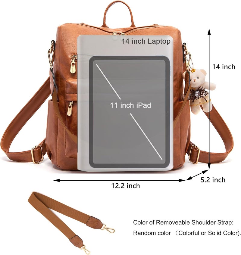 Soperwillton Women Backpack Purse Multipurpose Design Handbags Shoulder Bag PU Leather Travel bag Backpack Set 2pcs - Image 5